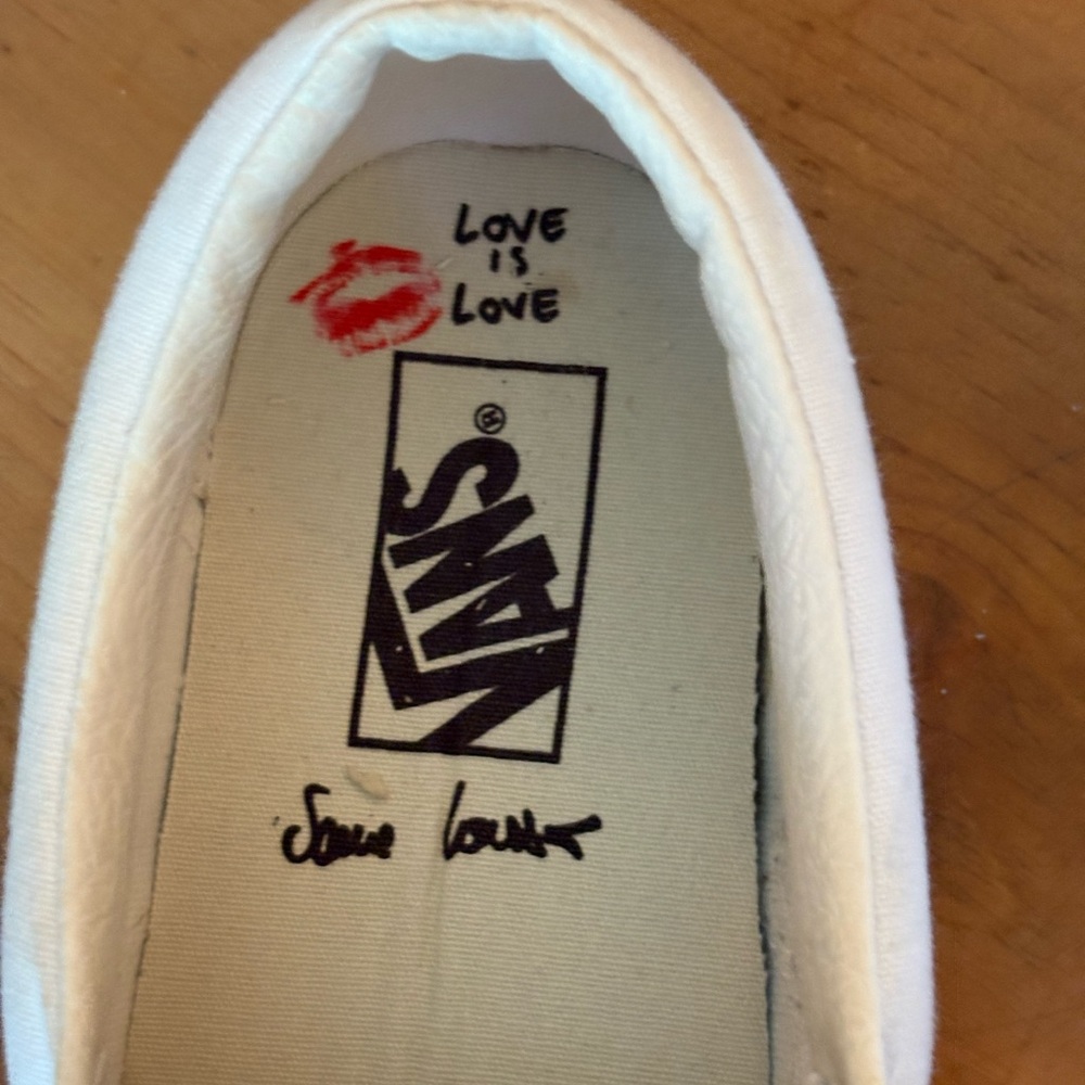 Vans Red and Pink Lip Print Slip-On Sneakers - Picture 2 of 7